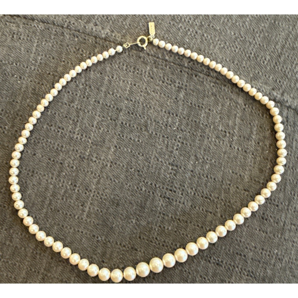 Marvella Signed Vintage Hand Knotted 17 Inch‎ Faux Pearl Necklace
